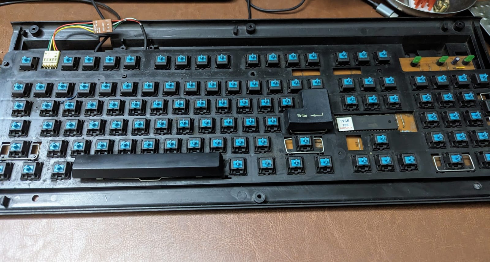 The cleaned keyboard circuit board.